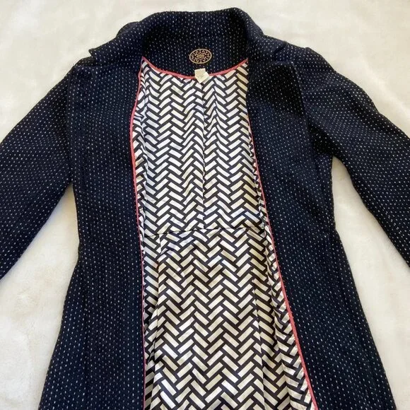 Anthropologie| Idra Black Dot Wool Blend Coat | Sz 8 Ruffle - Picture 4 of 10